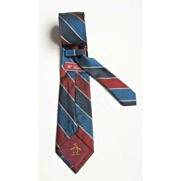 Penguin Men's Blue Red Stripe Silk Tie